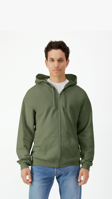 GISF600 SOFTSTYLE® MIDWEIGHT FLEECE ADULT FULL ZIP HOODED SWEATSHIRT