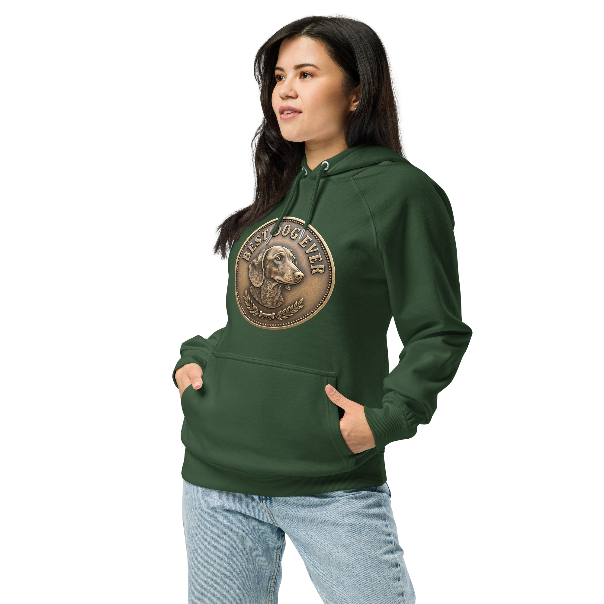 Best dog ever / Unisex eco raglan hoodie - Image 14