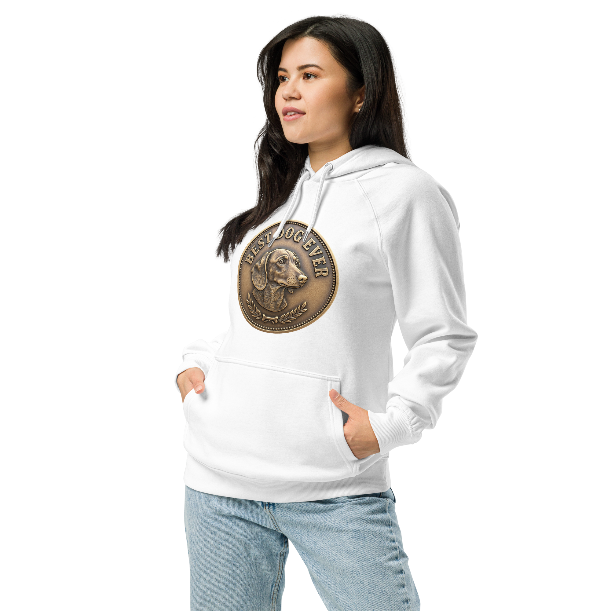 Best dog ever / Unisex eco raglan hoodie - Image 16