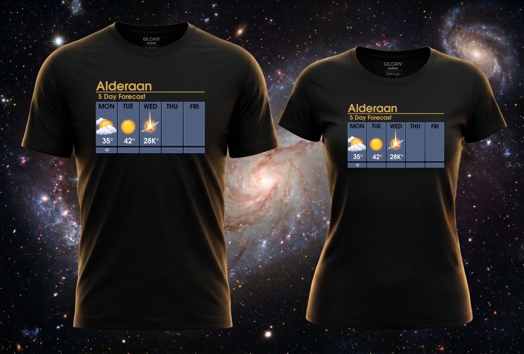 Alderaan időjárás póló Halálcsillag Star Wars vicces póló