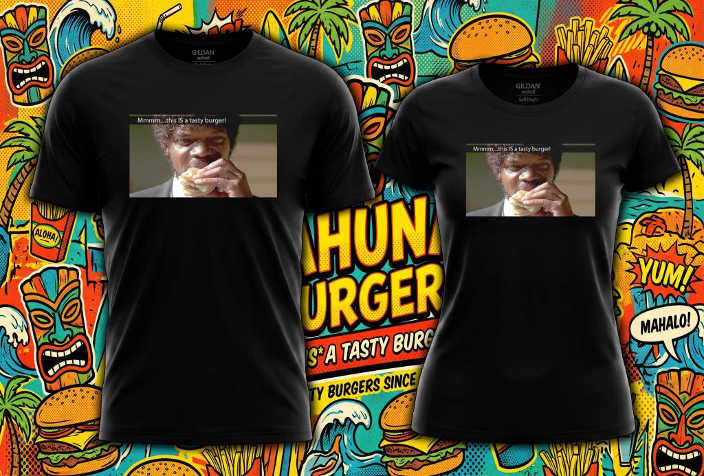 Tasty Burger póló Ponyvaregény Samuel L Jackson Big Kahuna